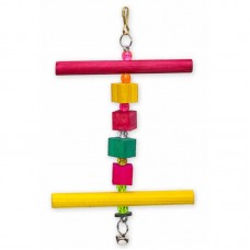 89360 - Brinquedo Balanço em Cubos e Poleiro Duplo de Madeira Colorido | Golden Pets