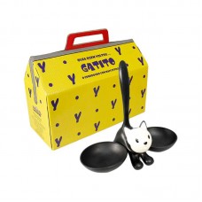 93996 - Comedouro e Bebedouro Duplo Gatito Yan Pet 400ml de Plástico Preto