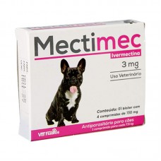 97910 - Antiparasitário Mectimec 150mg Ivermectina 3mg para Cães I 4 Comprimidos