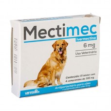 97911 - Antiparasitário Mectimec 300mg Ivermectina 6mg para Cães I 4 Comprimidos