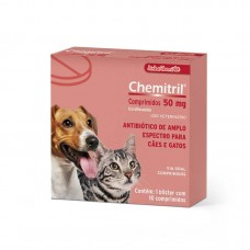 71165 - Antibiótico Chemitril 50mg Enrofloxacino I 10 Comprimidos