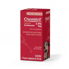 71192 - Antibiótico Chemitril 2,5% Enrofloxacino 1 Frasco Ampola de 20ml