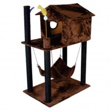 90646 - Arranhador para Gatos Wi Master Luxo Casinha Algodão com Rede Interativo