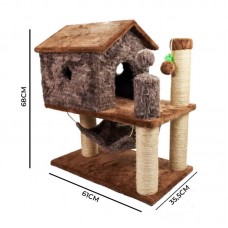 92719 - Arranhador para Gatos Divert Pet Casinha Algodão com 2 Andares e Rede Interativo