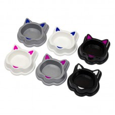 93006 - Comedouro Pollymer 140ml de Plástico Carinha de Gato Diversas Cores