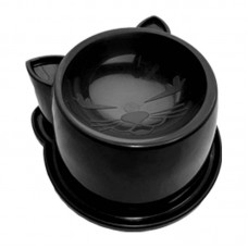 97380 - Comedouro Anatômico Durapets 250ml Gato Luxo de Plástico Preto